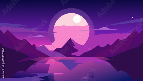 fantasy twilight scene stylized hills glowing