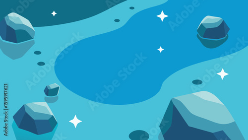 overhead lake star shaped rocks below