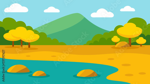 serene lakeside golden pebbles beneath