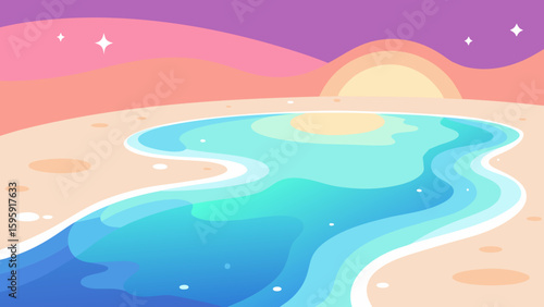 overhead sparkling magical beach pastel