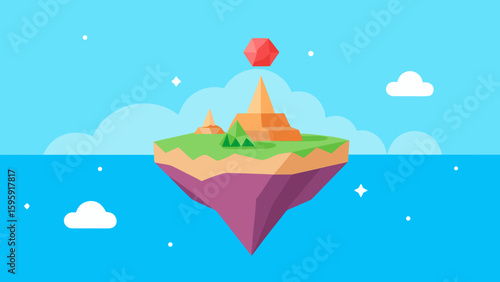 floating beach gem island fantasy landscape