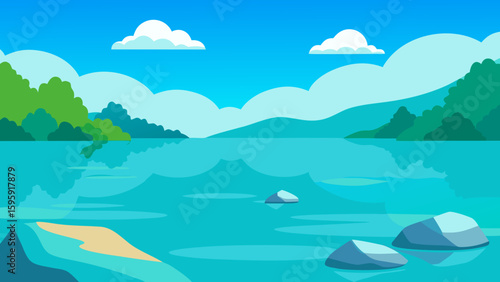 tranquil lake landscape clear turquoise water