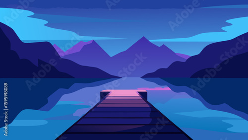 tranquil mountain lake narrow wooden dock