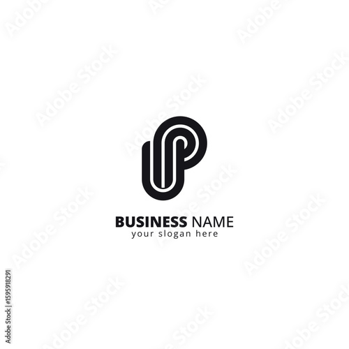 Alphabet Letter UP PU Logo, Bold Monogram Design.