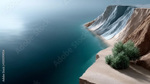 Coastal cliffs meet a tranquil sea