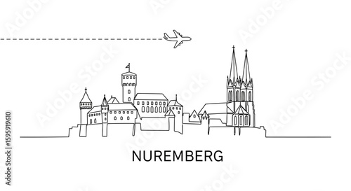 Nuremberg Skyline Flight to Germany Landmark.
