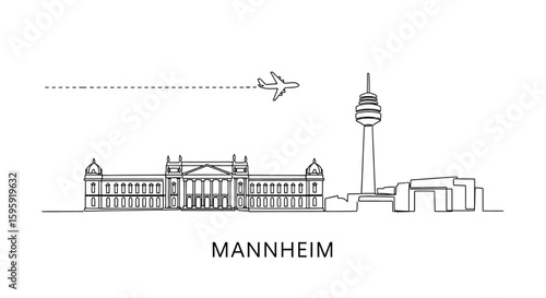 Mannheim Skyline Outline Germany Travel Icon.
