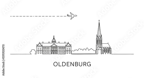 Oldenburg Skyline with Minimal Vector, Travel, and Germany.