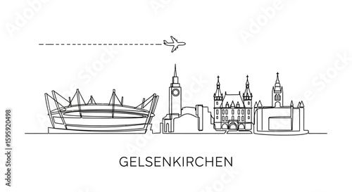 Gelsenkirchen Skyline Minimal Illustration.