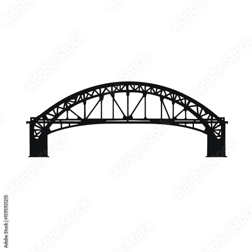 Sydney's iconic steel railway bridge over the water at sunset