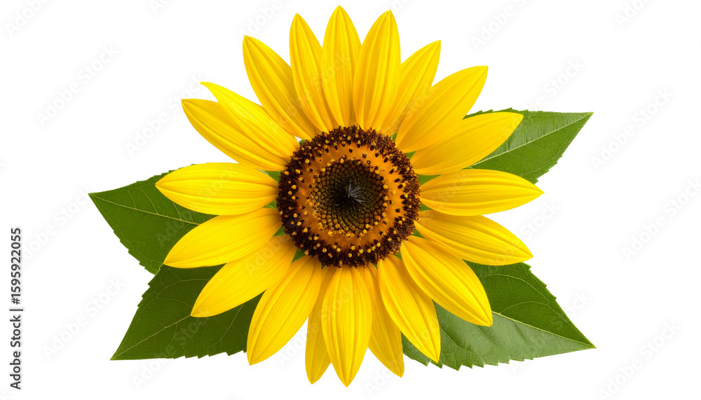 Obraz premium Single bright yellow sunflower isolated on white background