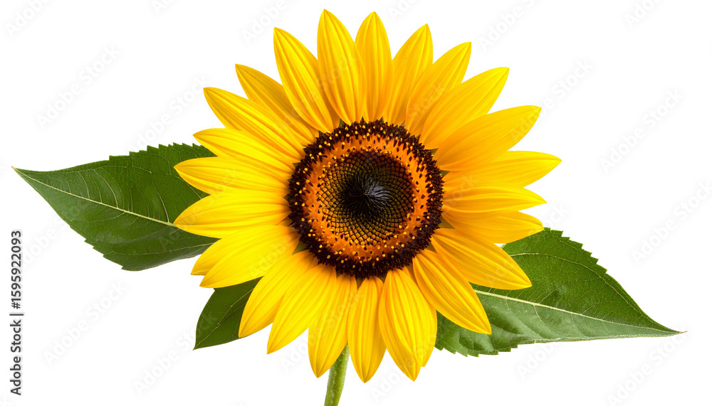 Fototapeta premium Single bright yellow sunflower isolated on white background