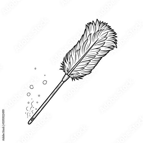 Feather duster icon design in black and white for cleaning concept