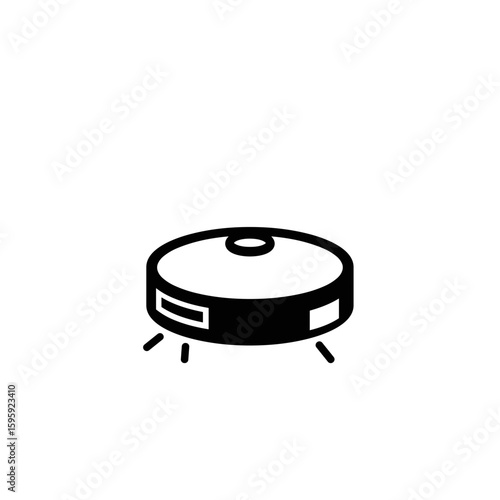 Robot vacuum cleaner icon design in black and white for home cleaning concept