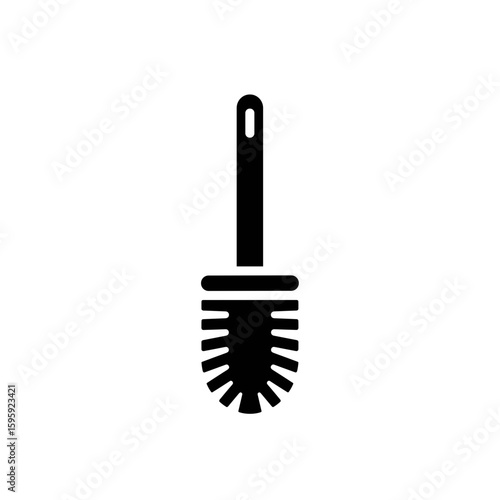 Toilet brush icon illustration in black and white for cleaning concept