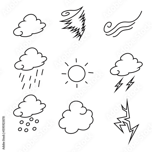 シンプルな手書き天気の線画