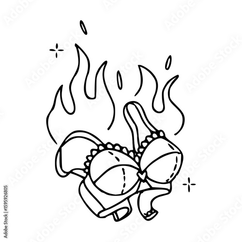 burning bra feminist symbol vector