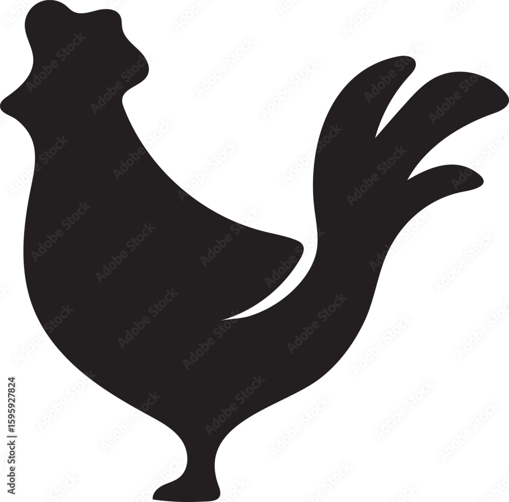 Naklejka premium Silhouette of a Rooster Standing Proudly a Simple Yet Striking Black and White Design Featuring an Animal of the Farm