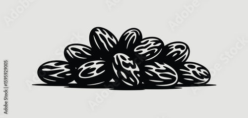 Pile of raisins in a vintage engraving style