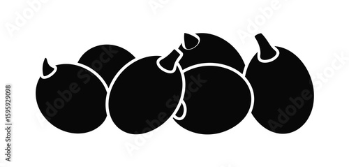Black silhouette of a group of goji berries