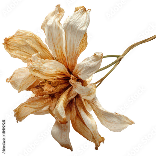 Wallpaper Mural Wilted Beige Flower on White Background - Dried Magnolia Bloom with Faded Petals for Conceptual Design Torontodigital.ca