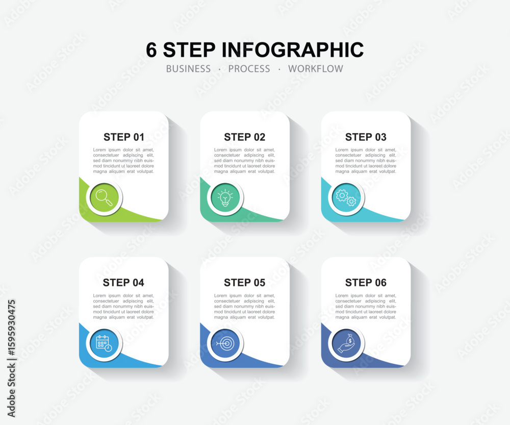 Fototapeta premium Vector Infographic label design template with icons and 6 options or steps.