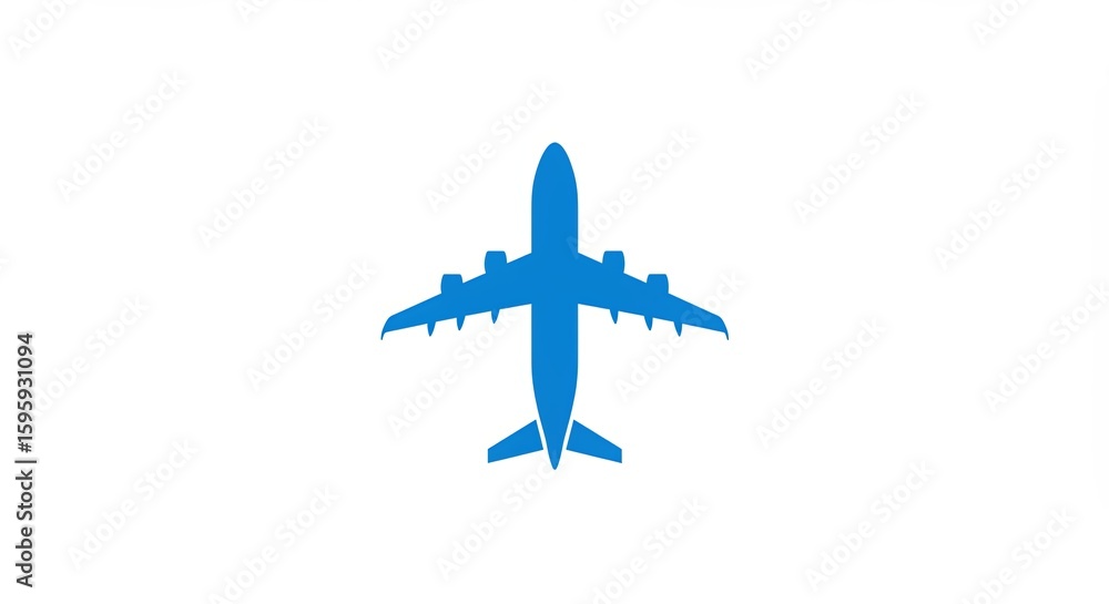 Fototapeta premium Blue airplane silhouette on white background