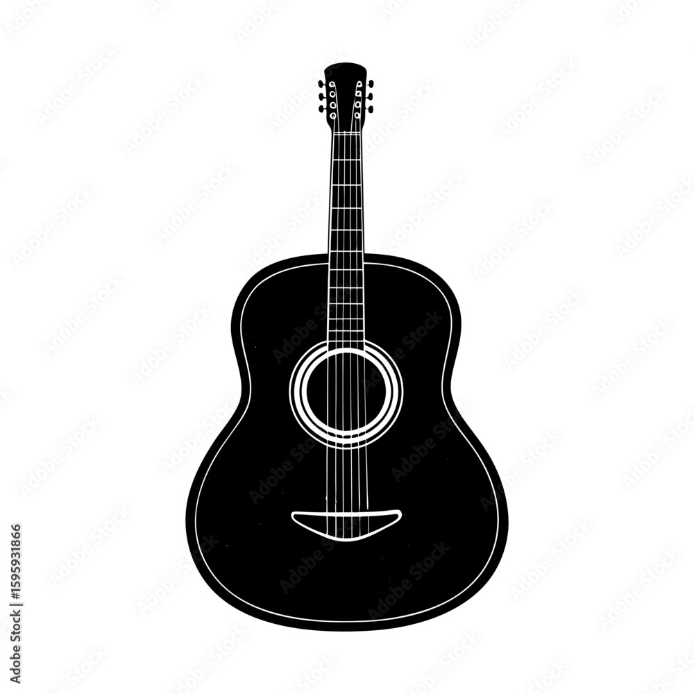 Obraz premium Acoustic musical instrument guitar stringed folk classic style silhouette