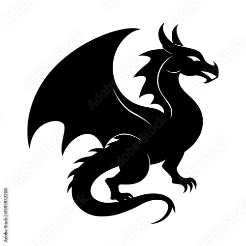 Winged reptile creature illustration fantasy beast silhouette