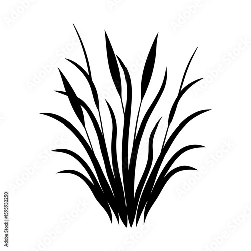 Vector graphic of reeds foliage plant vegetation silhouette art