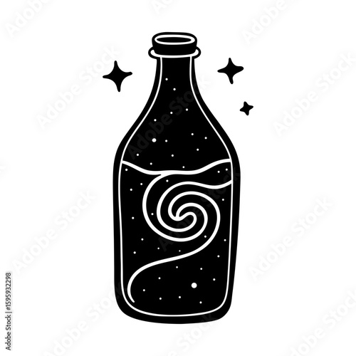 Potion bottle magic elixir witchcraft spell liquid container silhouette