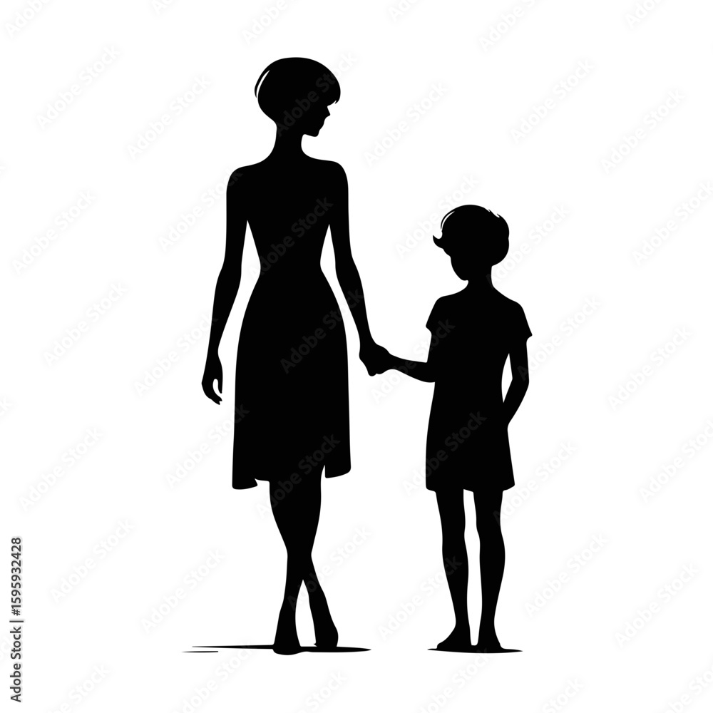 Emotional black silhouette of a mother holding her child closely, touching foreheads, love and bonding concept on white background
mother_child_love_black_silhouette_vector_emotional_pose_art Emotional black silhouette of a mother holding her child closely, touching foreheads, love and bonding concept on white background
mother_child_love_black_silhouette_vector_emotional_pose_art