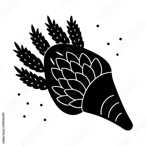Wheat bouquet vector graphic floral arrangement illustration silhouette