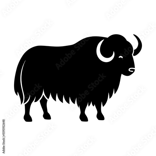 Yak vector illustration mammal animal wildlife silhouette art
