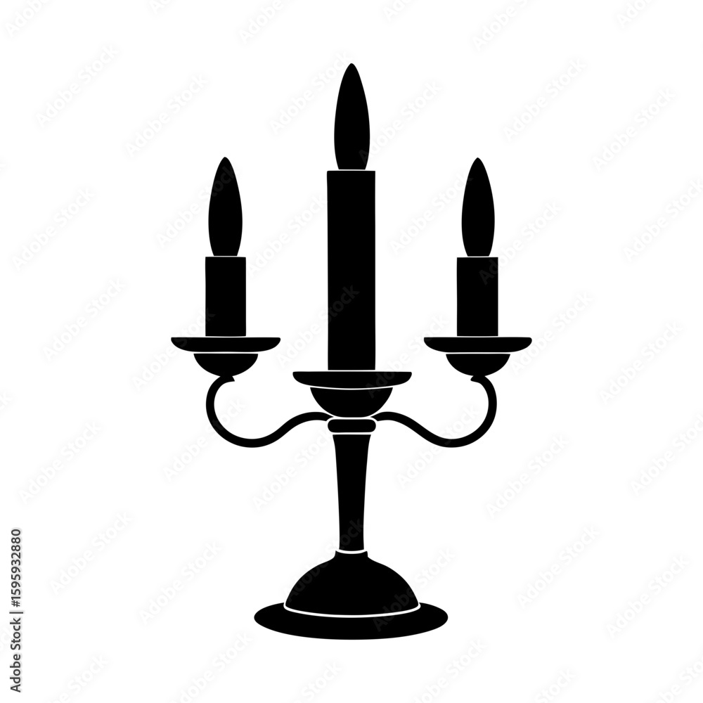 Fototapeta premium Candelabrum with candles vintage light decorative candlestick silhouette
