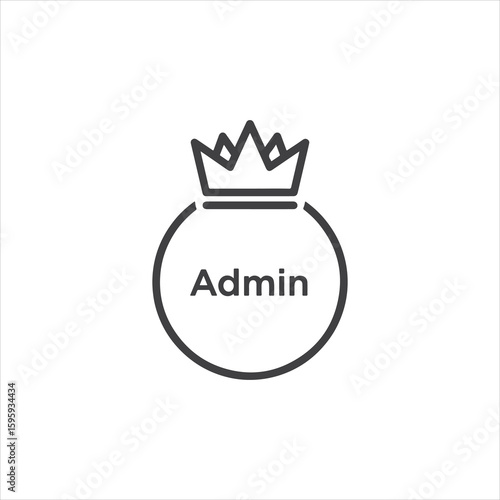 Vector art of an icon representing an administrator role with a crown above a circle labeled admin