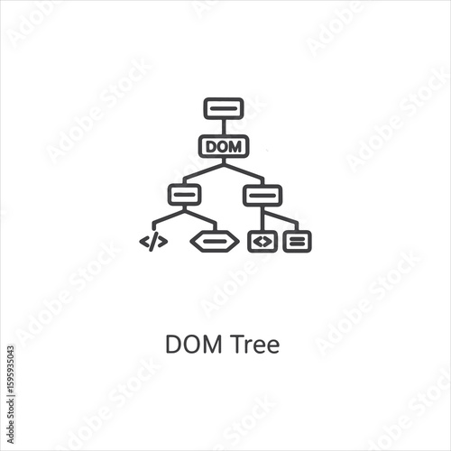 Vector art of a dom tree structure is displayed isolated on white background