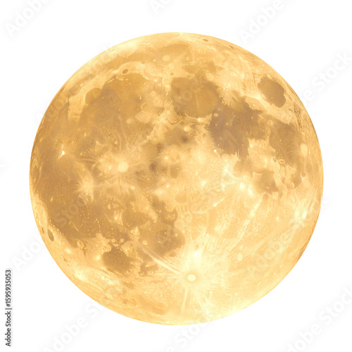 Cut out imahe of yellow full moon. Mid-Autumn Festival, Moon Festival, Halloween element.	