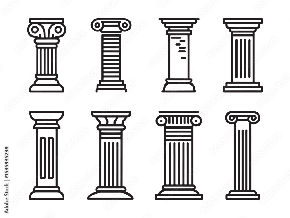 Naklejka premium Column stands tall in delicate line art