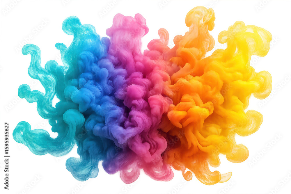 Obraz premium Brightly colored ink cloud swirling in water, creating a vibrant and dynamic abstract visual with transparent background