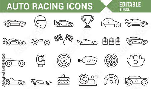 Speed and Performance Icons - Line Art for Motorsport Graphics