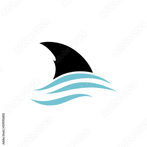 Shark fin in ocean wave icon. Vector illustration