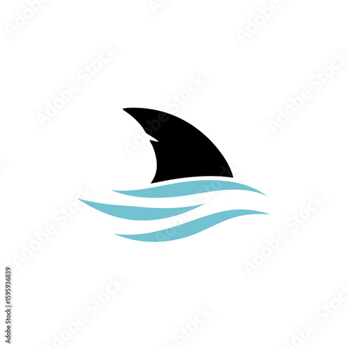 Shark fin in ocean wave icon. Vector illustration