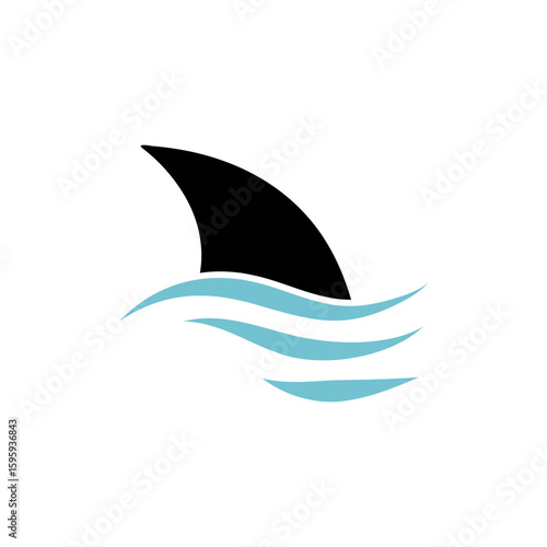Shark fin in ocean wave icon. Vector illustration
