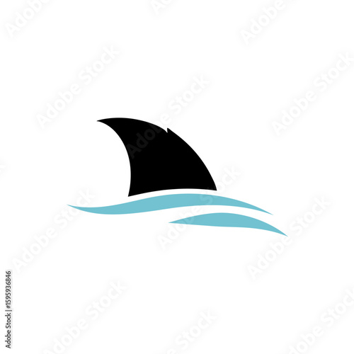 Shark fin in ocean wave icon. Vector illustration