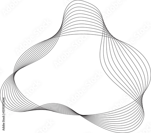 Oval, ellipse line blending with fluid forms. Design element