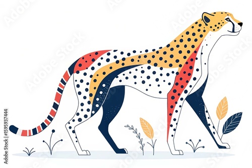 Minimalist flat vector cheetah illustration simple stylized design bold colors clean aesthetic animal vector animal vector on White Background