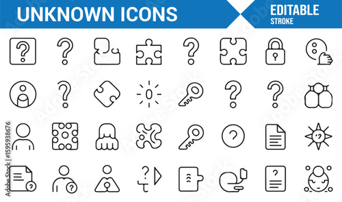 Collection of Abstract Symbols Representing Uncertainty, Puzzles, and Questions
