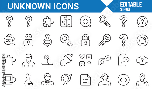 Unknown and Unsolved Icons Set for Visualizing Inquiry and Research

