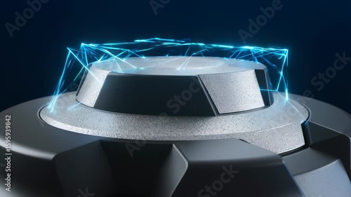 Dynamic Closeup of an Extreme Macro View Showcasing the Intricate Design of a High-Tech Component in a Futuristic Setting